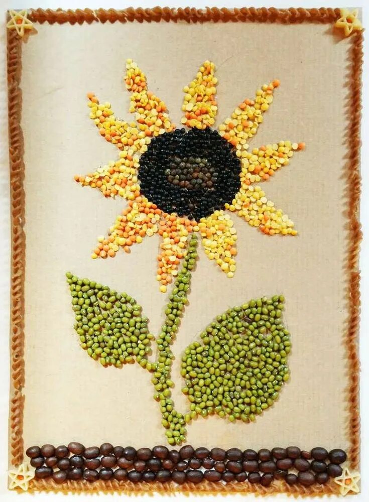 Поделки из зерна фото Поделки из круп Seed art for kids, Kindergarten art, Seed craft