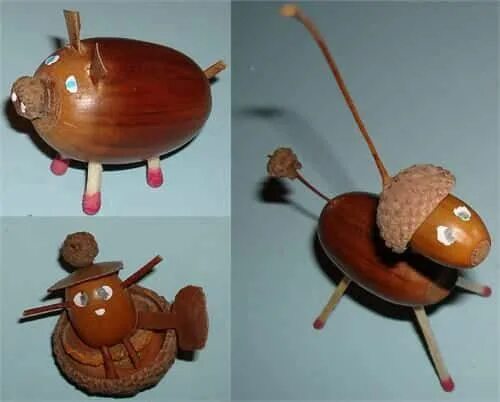 Поделки из желудей фото Eichelmännchen basteln DekoKing - DIY Bastelideen, Dekoideen, Zeichnen lernen He