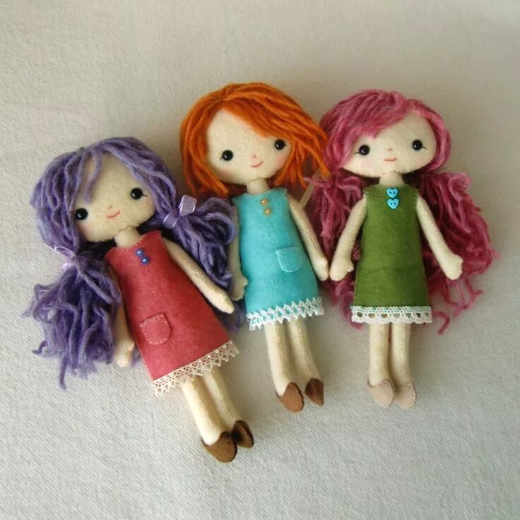 Поделки куклы фото Gingermelon Dolls: Pocket Pixies - Pansy, Marigold and Petunia Doll pattern, Fab