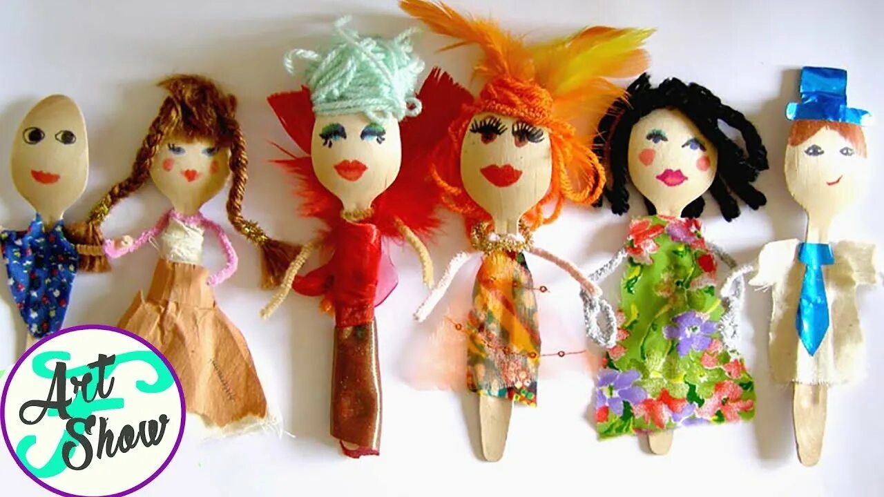 Поделки куклы фото MAKING SPOON PUPPETS Fatema's Art Show - YouTube