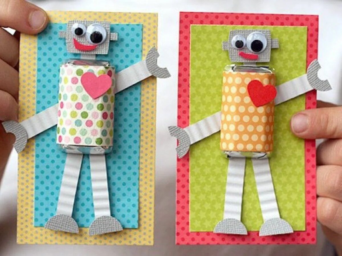 Поделки мальчика фото in a frame? Valentines robots, Valentines cards, Valentine crafts
