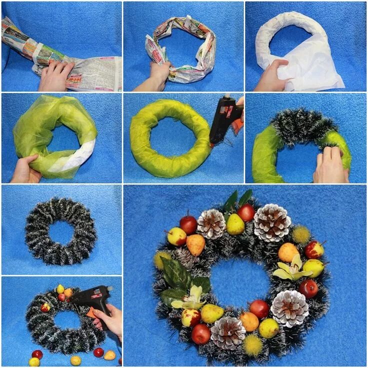 Поделки мастер класс с пошаговым фото DIY Pretty Christmas Wreath with Newspaper Идеи для поделок, Поделки, Осенние ук