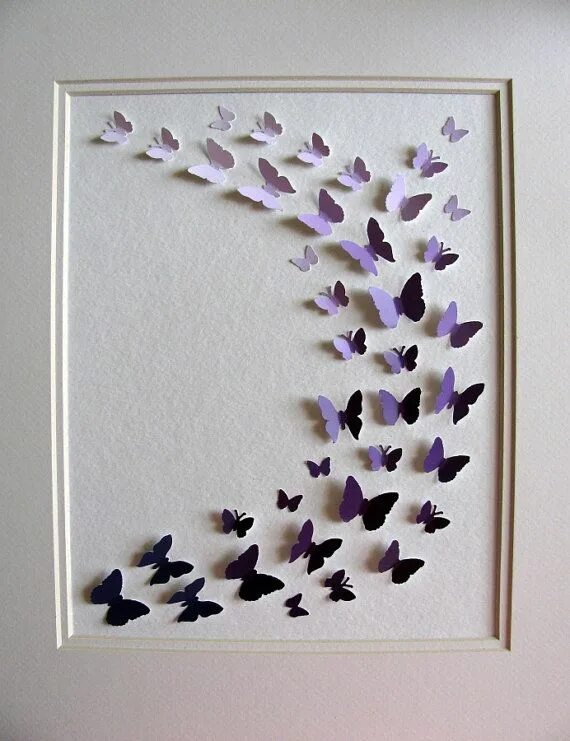 Поделки на стену своими руками фото Purple Paint Chips Recycled 3D Butterfly Art 8x10 Ready - Etsy Paint chip crafts