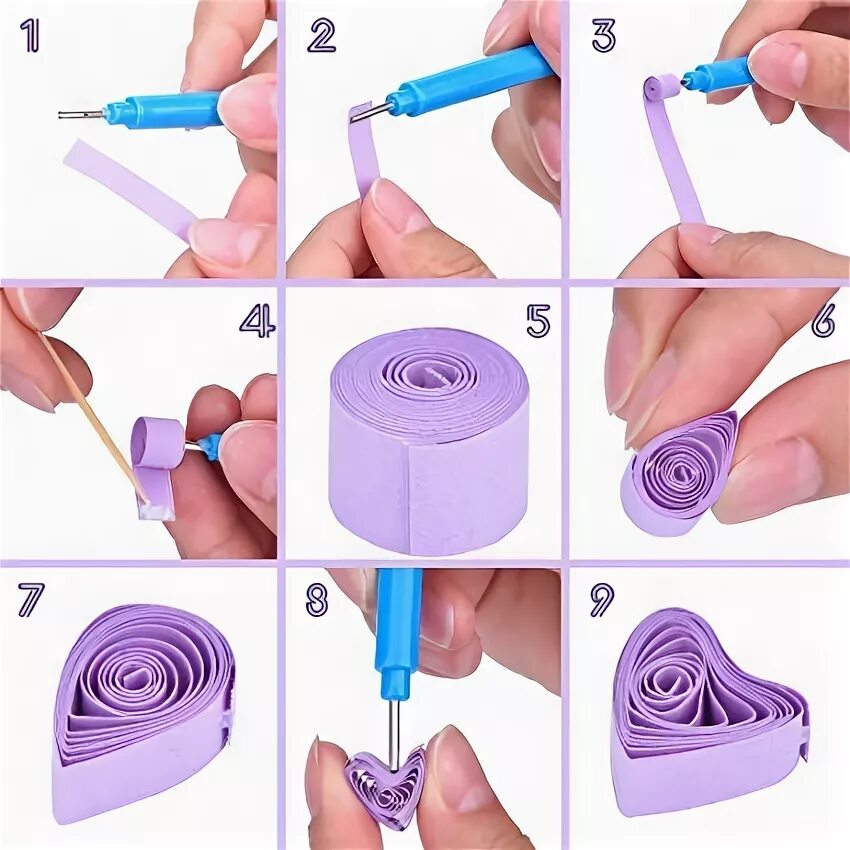 Поделки поэтапные фото Outus Conjunto de Filigrana de Papel Colores Surtidos con 5 Herramientas de Quil