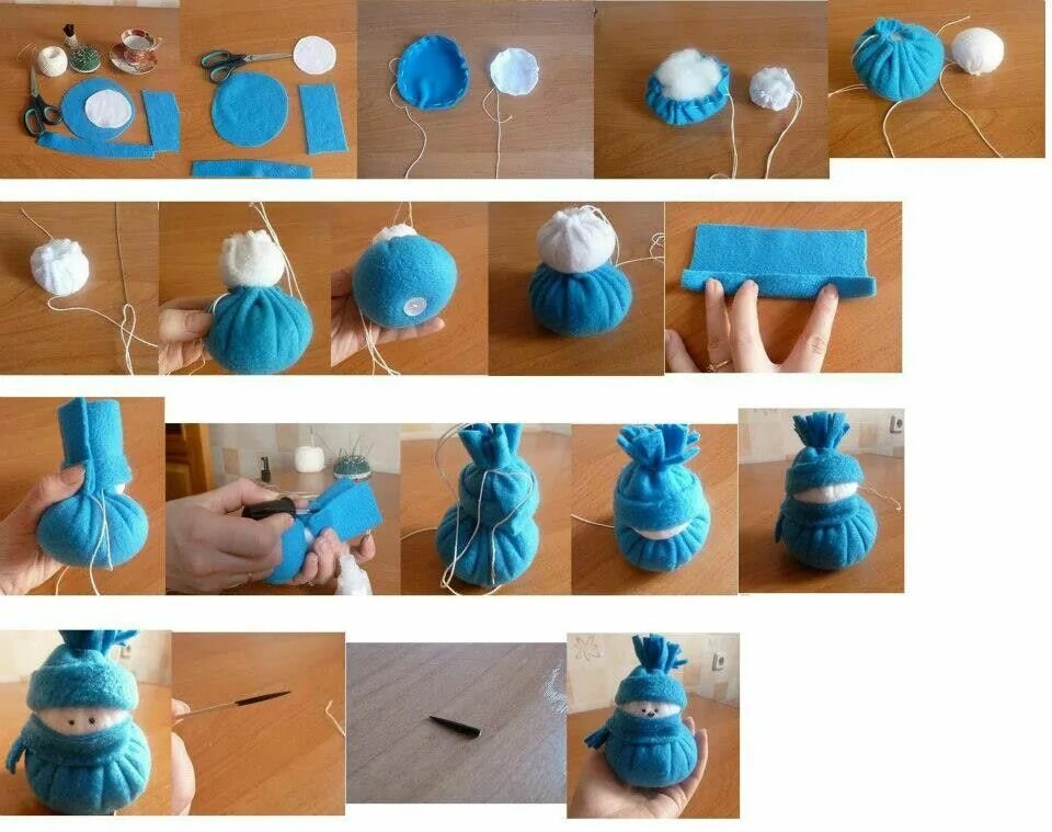 Поделки поэтапные фото Pin by Maria Alice Braga on Artesanato & Costura Diy snowman, Fleece crafts, Sno