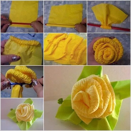 Поделки пошаговое фото Как сделать розу из салфетки? Papieren bloemen, Bloemen maken, Rose