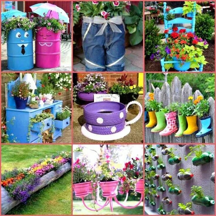 Поделки сад огород своими руками фото Resultado de imagen para huerta casera Creative gardening, Garden containers, Re