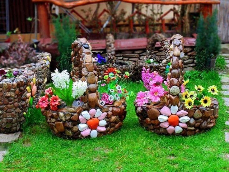 Поделки сада фото Pin by Hilda Del Carmen on Jardines y plantas Diy garden decoration ideas, Stone