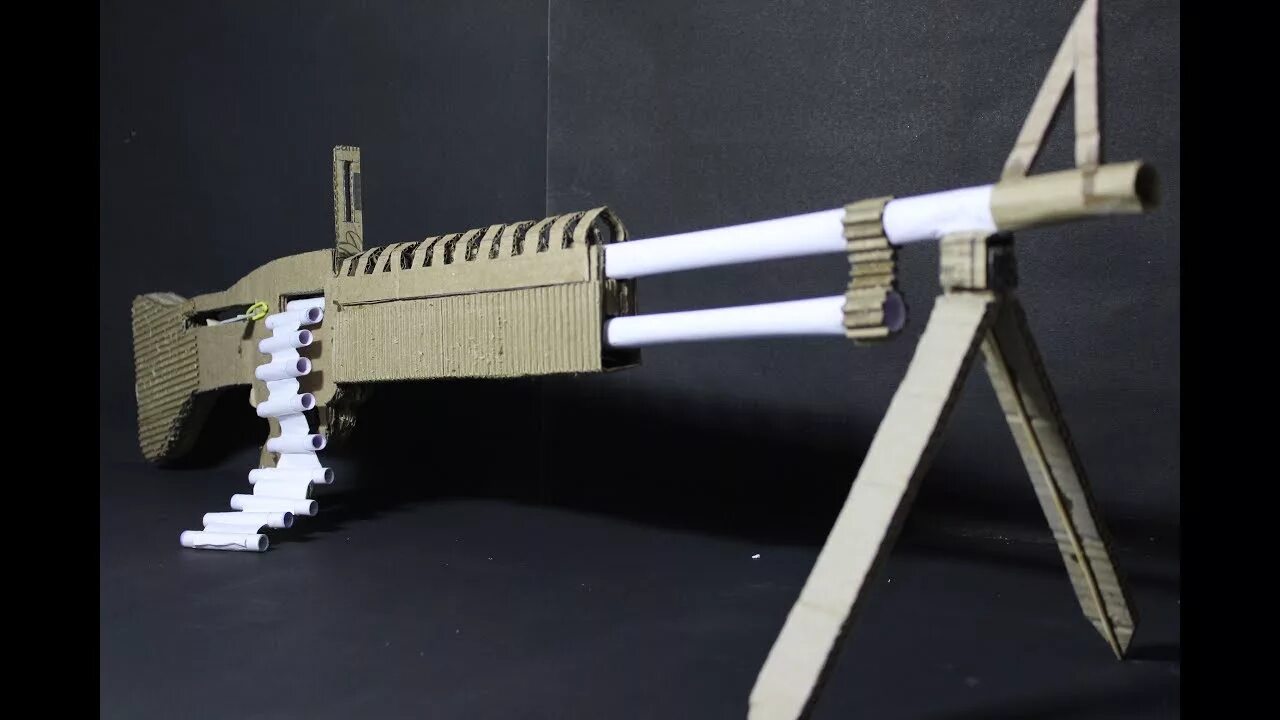 Поделки самоделки автомат из бумаги How To Make M60 - that shoots (cardboard gun) - YouTube