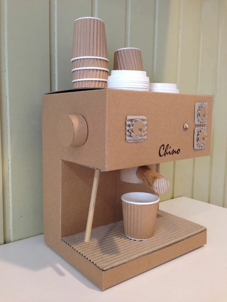 Поделки самоделки бокс CARDBOARD CAPPUCCINO MACHINE Картонные поделки, Самодельные игры, Бумажные подел