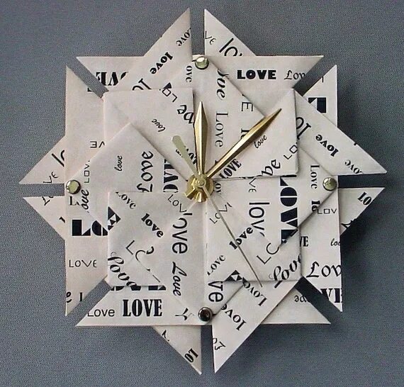 Поделки самоделки часы из бумаги Memorable 1st Anniversary Gift Love Origami Clock Paper Etsy