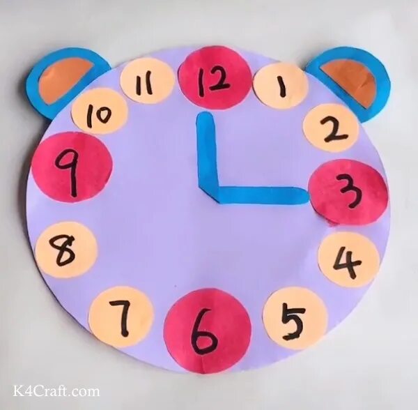 Поделки самоделки часы из бумаги Easy Paper Clock Craft for Kids - Step by Step Tutorial - K4 Craft