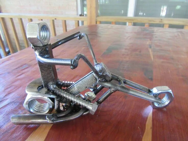Поделки самоделки что можно Motorcycle Rider Man Metal Art-Welded Art-Easy Rider-Scrap Metal Engine-Rebar-Pi