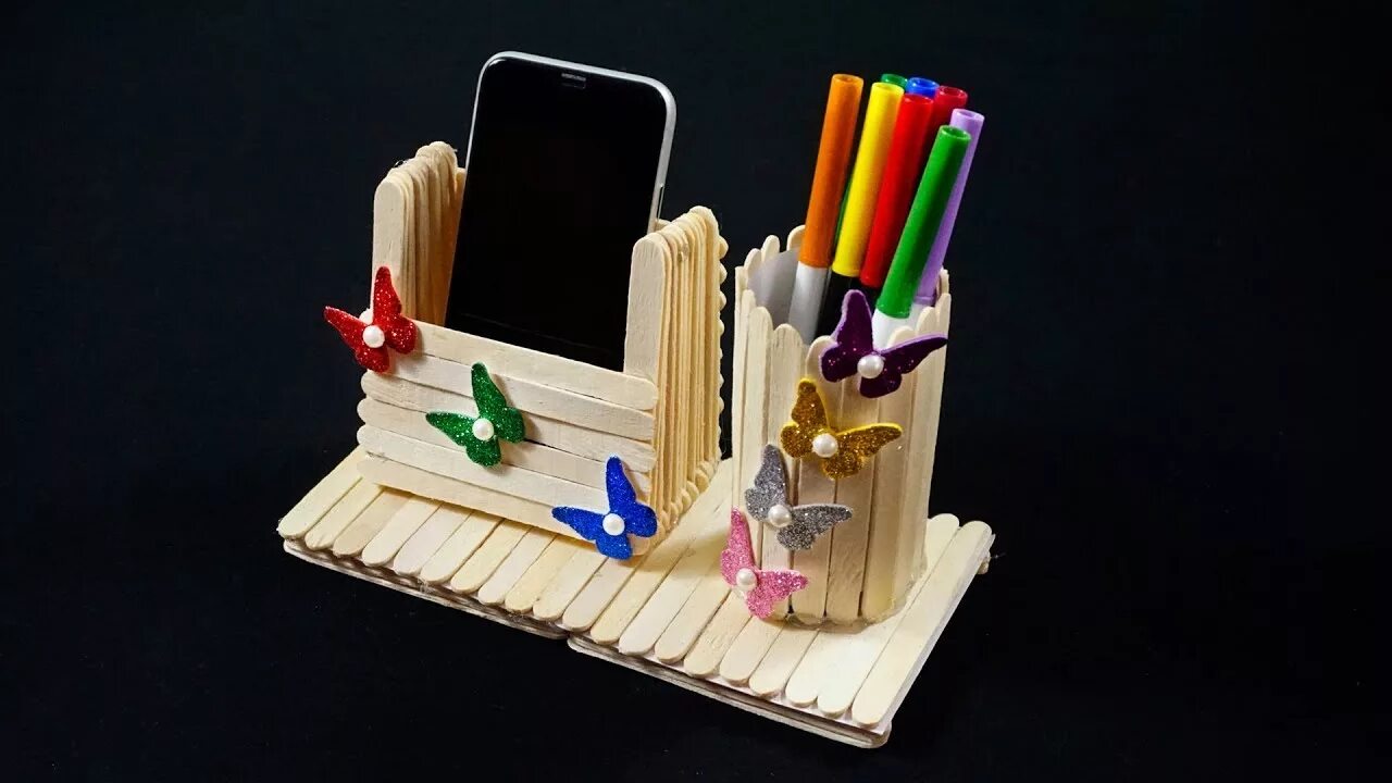 Поделки самоделки для учителя Popsicle Stick Crafts Popsicle Stick Pen Holder Popsicle Stick Mobile Holder - Y