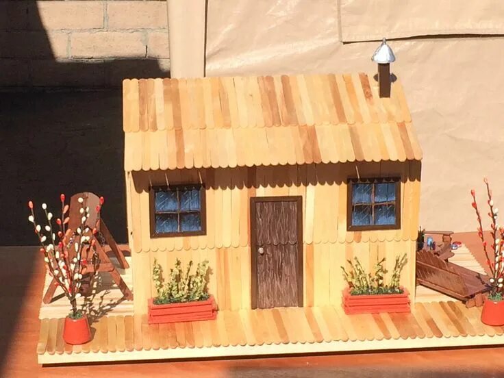 Поделки самоделки домик Popsicle stick house Rumah modern, Rumah, Sketsa