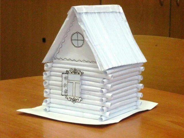 Поделки самоделки домик из бумаги Макет избы из картона и бумаги: пошаговые схемы с фото Поделки, Домики, Простые 