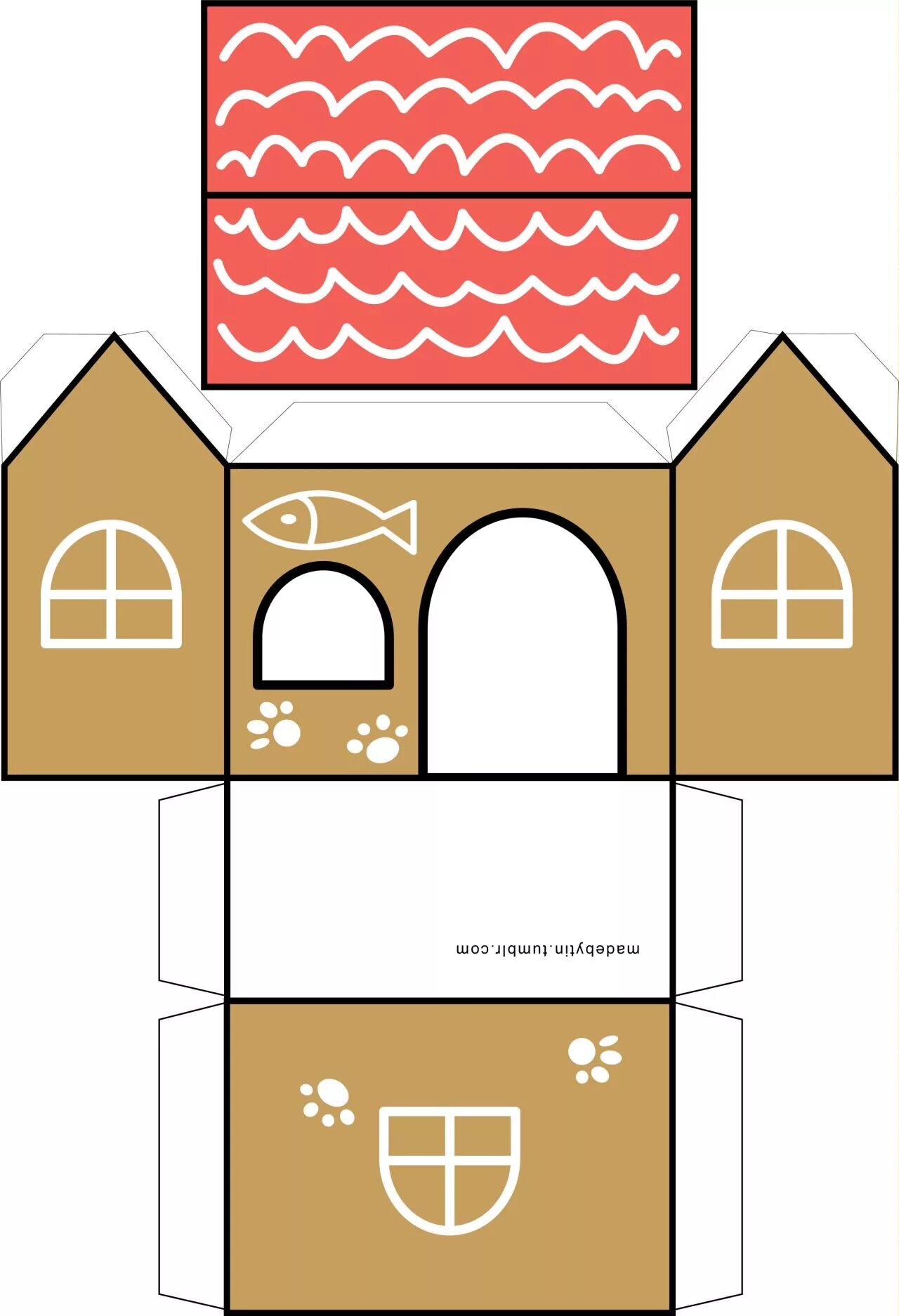 Поделки самоделки домик из бумаги madebytin Cardboard house, Cardboard cat house, Cat house diy