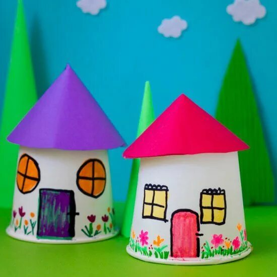 Поделки самоделки домик из бумаги Recreate your childhood memories with this Paper Cup Miniature Village craft - F