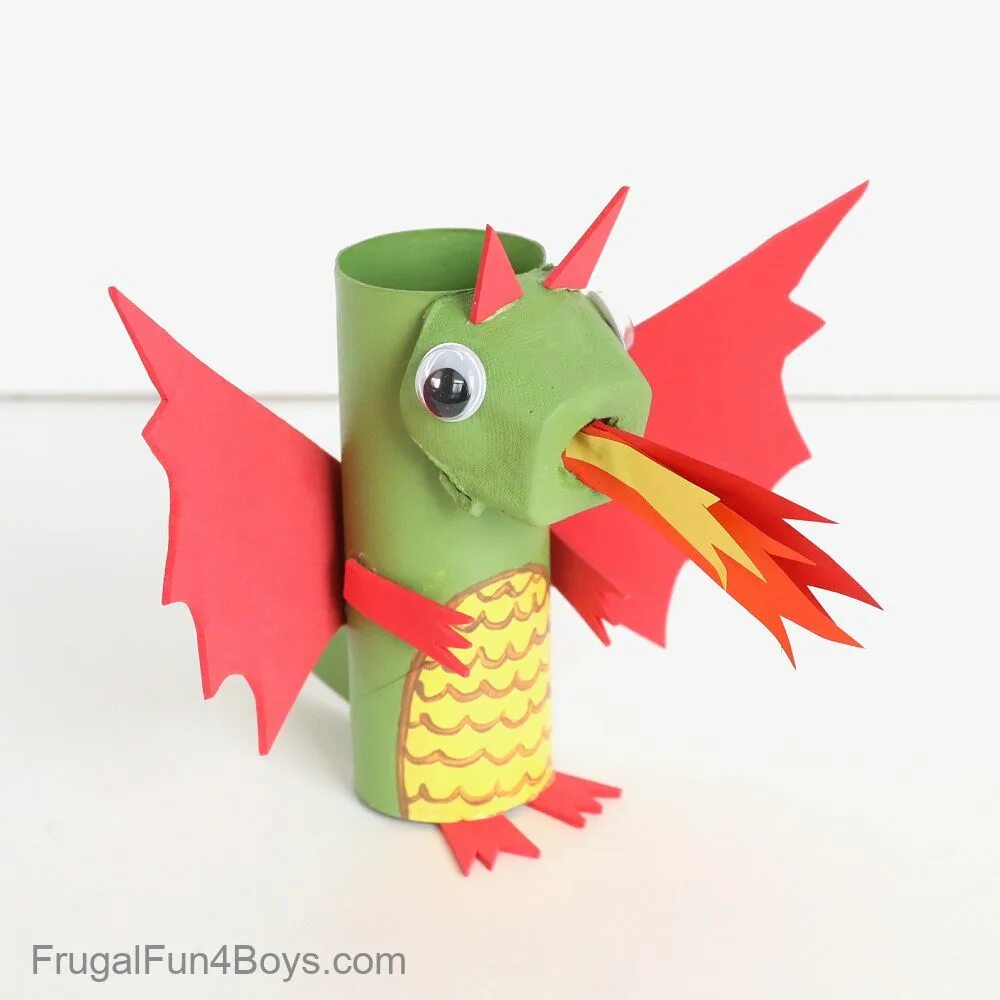 Поделки самоделки дракон из бумаги Paper Roll Dragon Craft - Frugal Fun For Boys and Girls Dragon crafts, Crafts, P