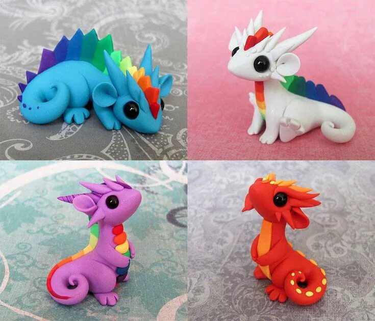 Поделки самоделки дракончики Colorful Scrap Dragons by DragonsAndBeasties Clay crafts, Clay dragon, Cute clay