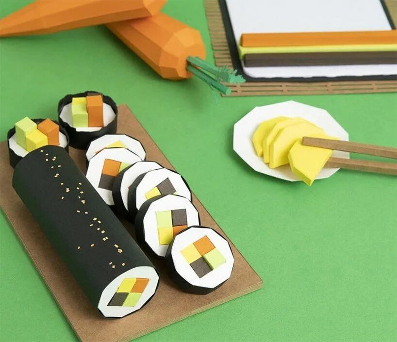 Поделки самоделки еда ji hee lee crafts mouth-watering meals out of colorful pieces of paper Sushi pap
