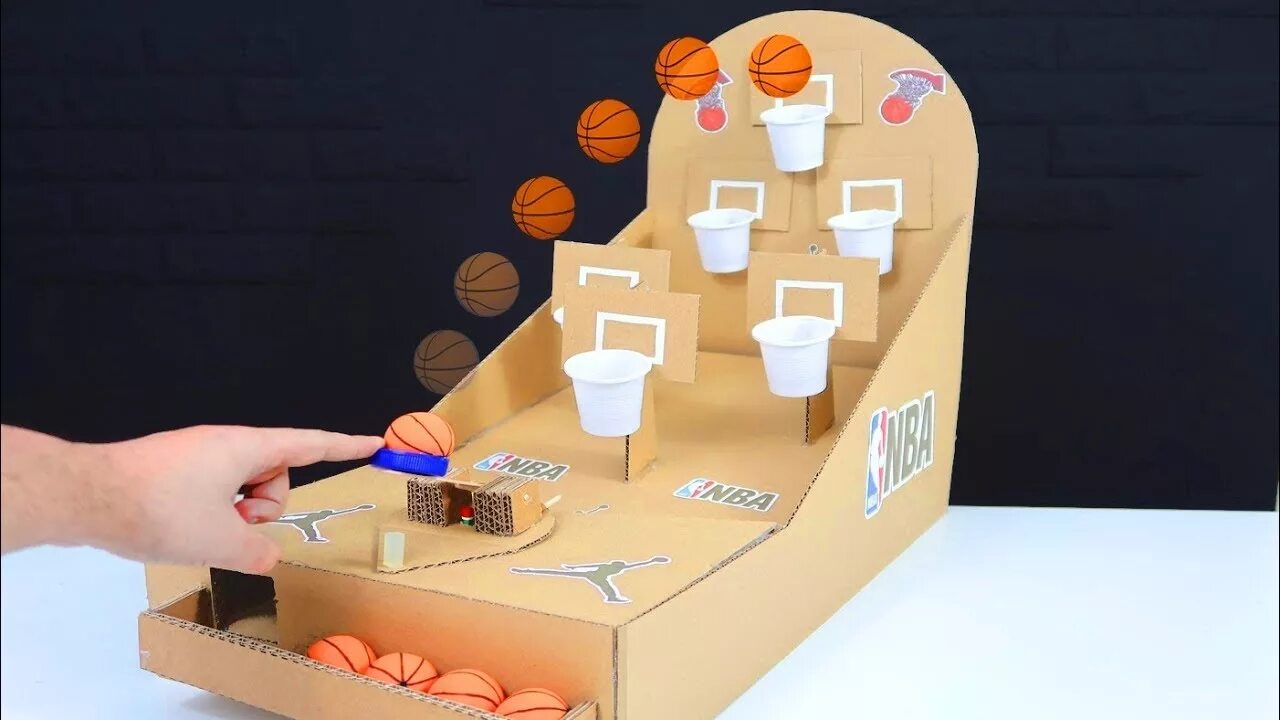 Поделки самоделки игры How to make NBA Basketball Board Game from Cardboard DIY at Home - YouTube