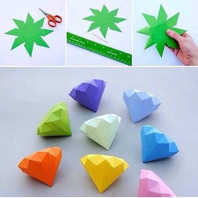 Поделки самоделки из бумаги а4 Paper diamonds Paper diamond, Paper crafts, Origami diamond