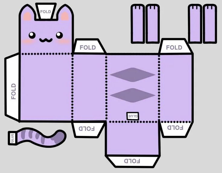 Поделки самоделки из бумаги котики Box Kitty by Free-Falling on DeviantArt Paper toys template, Paper doll template
