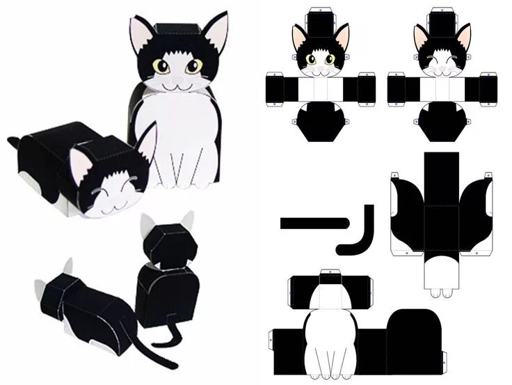 Поделки самоделки из бумаги котики Caixinhas com moldes Paper doll template, Paper toys, Paper toys template