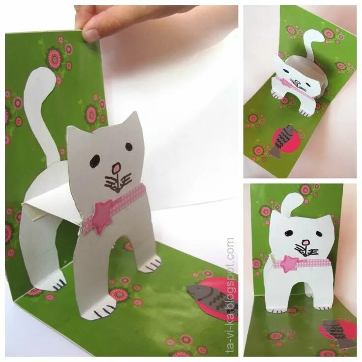 Поделки самоделки из бумаги открытка Includes template - Cat 3D card как сделать объемную открытку Карты ручной работ