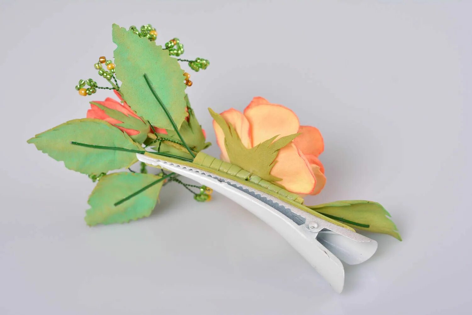 Поделки самоделки из фоамирана BUY Orange rose made of foamiran hair barrette handmade elegant stylish hair jew
