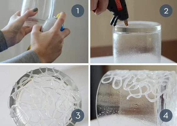 Поделки самоделки из клея DIY Holiday Decor: Hot Glue Embellished Glass Vase