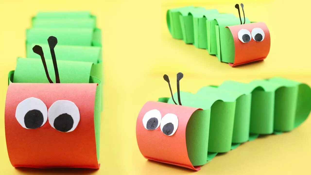 Поделки самоделки из цветной бумаги DIY Kids Paper Craft - How to Make A Caterpillar by Following Origami Caterpilla