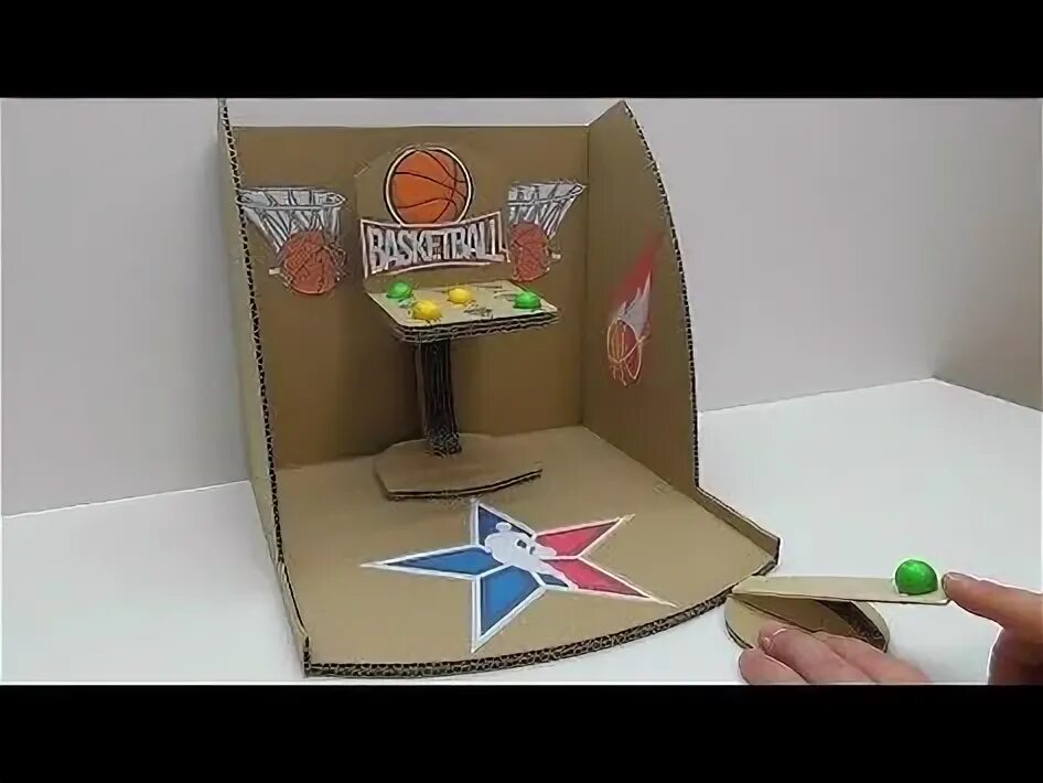 Поделки самоделки как сделать игру How to make a game basketball from cardboard Desktop Game from Cardboard - YouTu