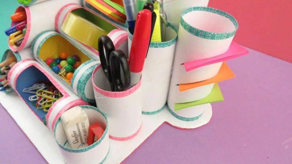 Поделки самоделки как сделать органайзер MINI ORGANIZADOR com rolos de papel higiênico Rollos de papel higiénico, Tubos d