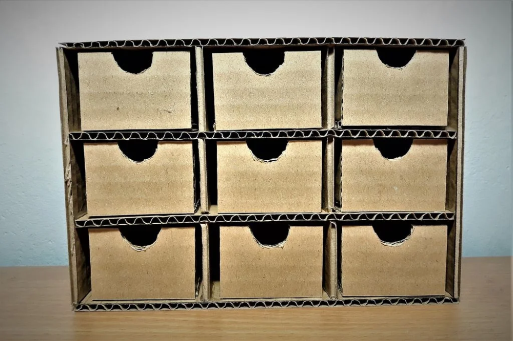 Поделки самоделки как сделать органайзер Cardboard Mini Storage Cardboard storage, Cardboard organizer, Cardboard decor