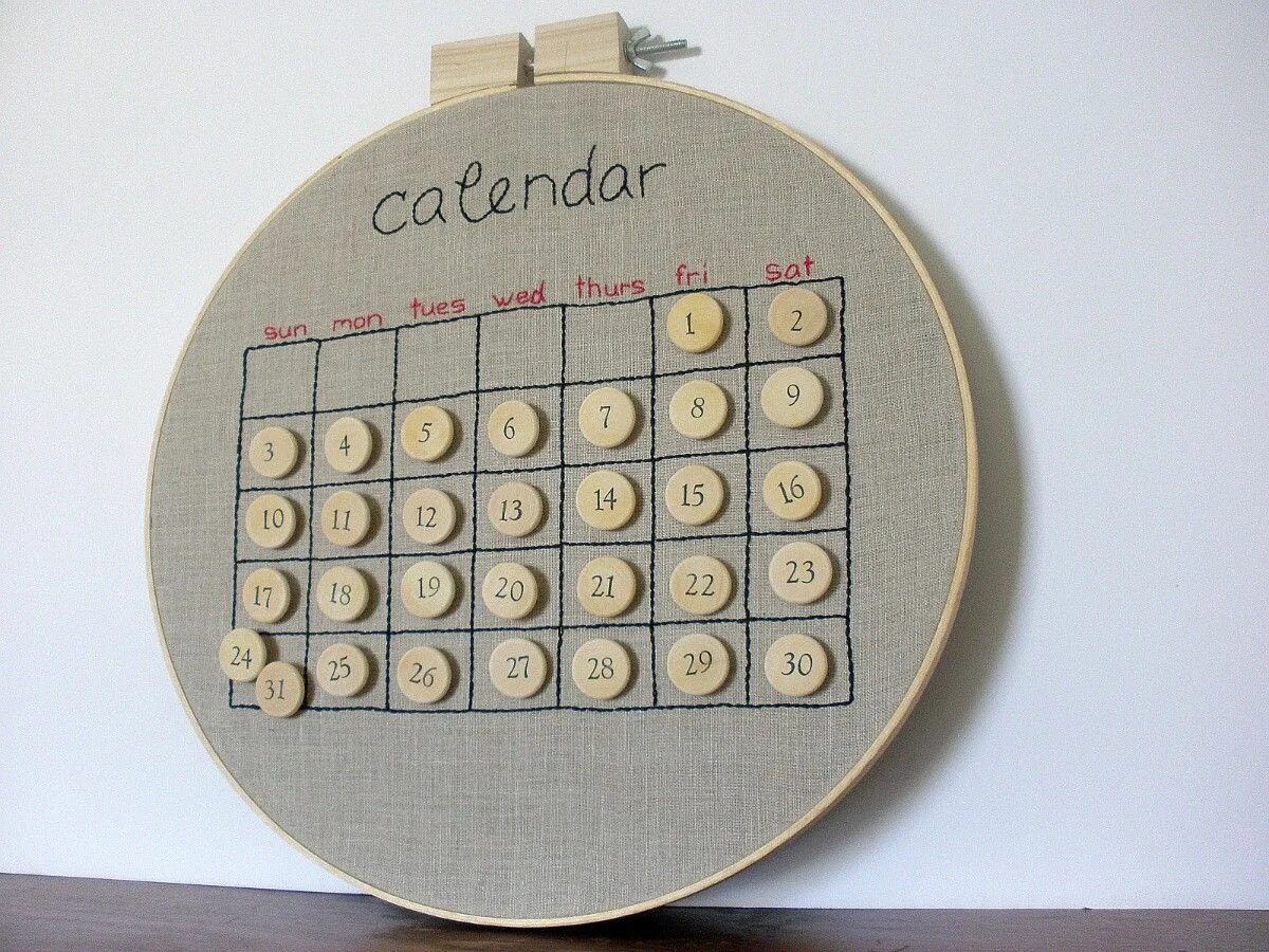 Поделки самоделки календарь This item is unavailable Etsy Perpetual calendar, Embroidery hoop crafts, Calend