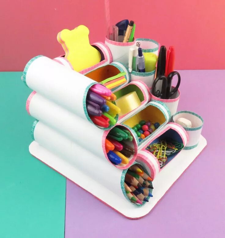 Поделки самоделки канцелярия своими руками Mini ORGANIZADOR con Rollos de Papel Higiénico )▷ IDEAS 2019 Paper crafts diy, D