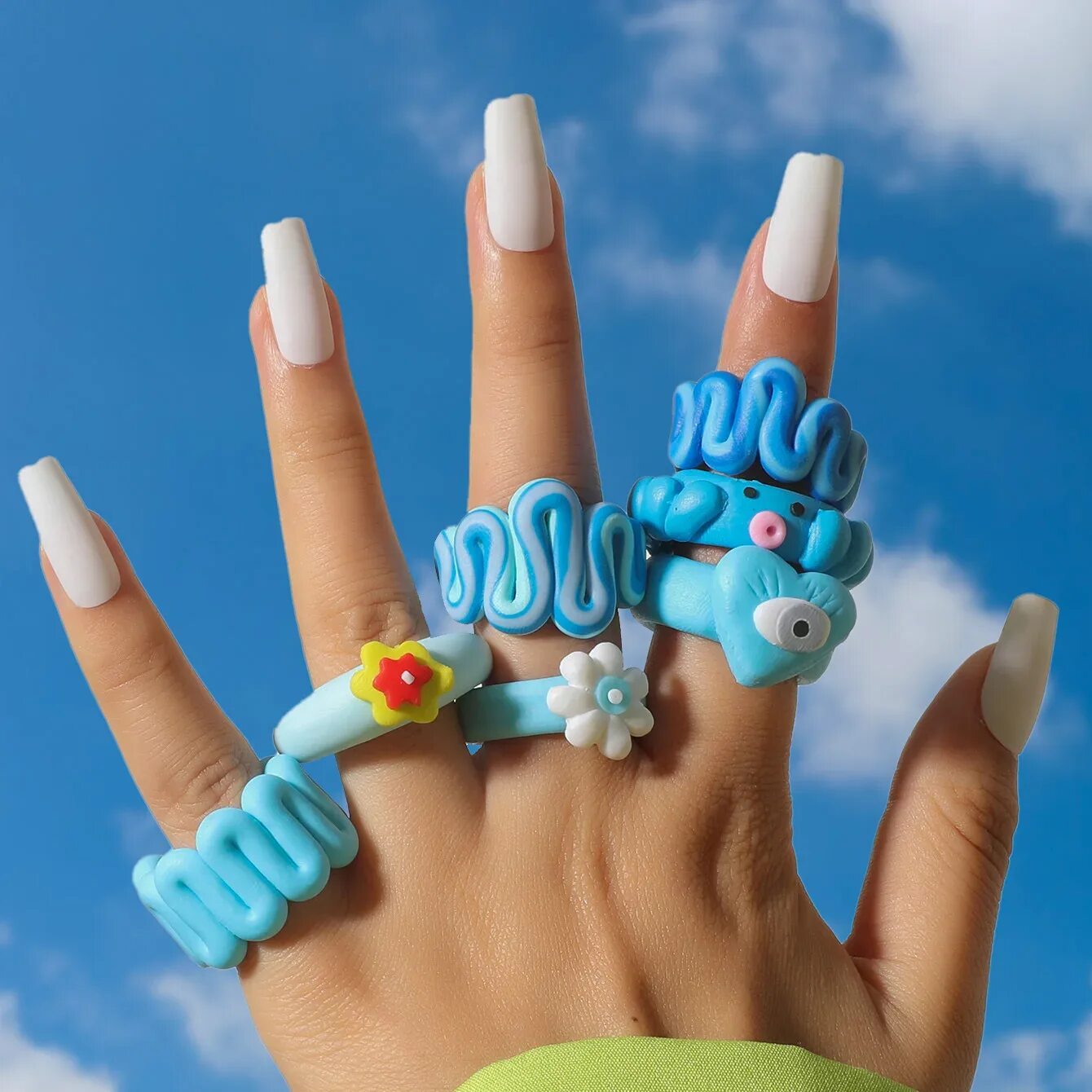 Поделки самоделки колечки 2021 Fashion Handmade Colorful Polymer Clay Rings Wholesale Women Jewelry Chunky