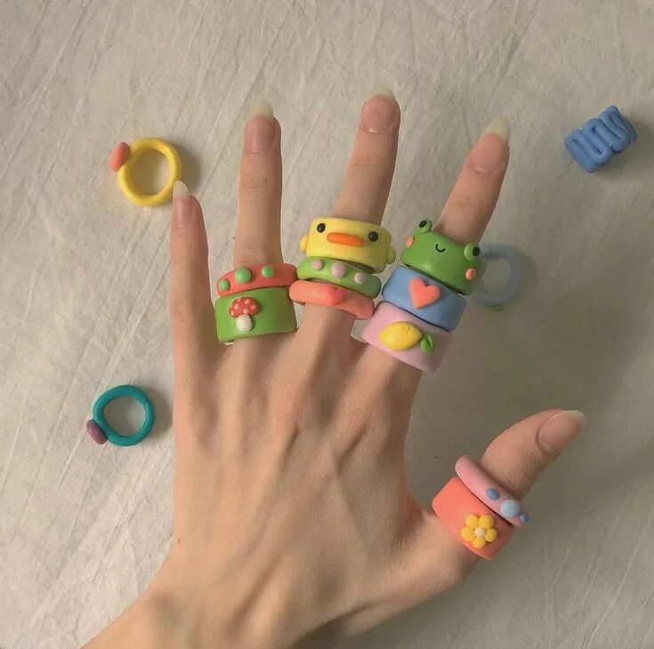 Поделки самоделки колечки Polymer Clay Rings Polymer Clay Frog Ring Mushroom Ring Set Etsy in 2022 Polymer
