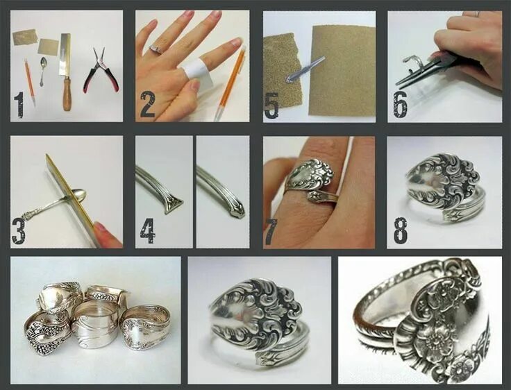 Поделки самоделки кольцо diy ring by fork or spoon Spoon jewelry diy, Fork jewelry, Homemade jewelry