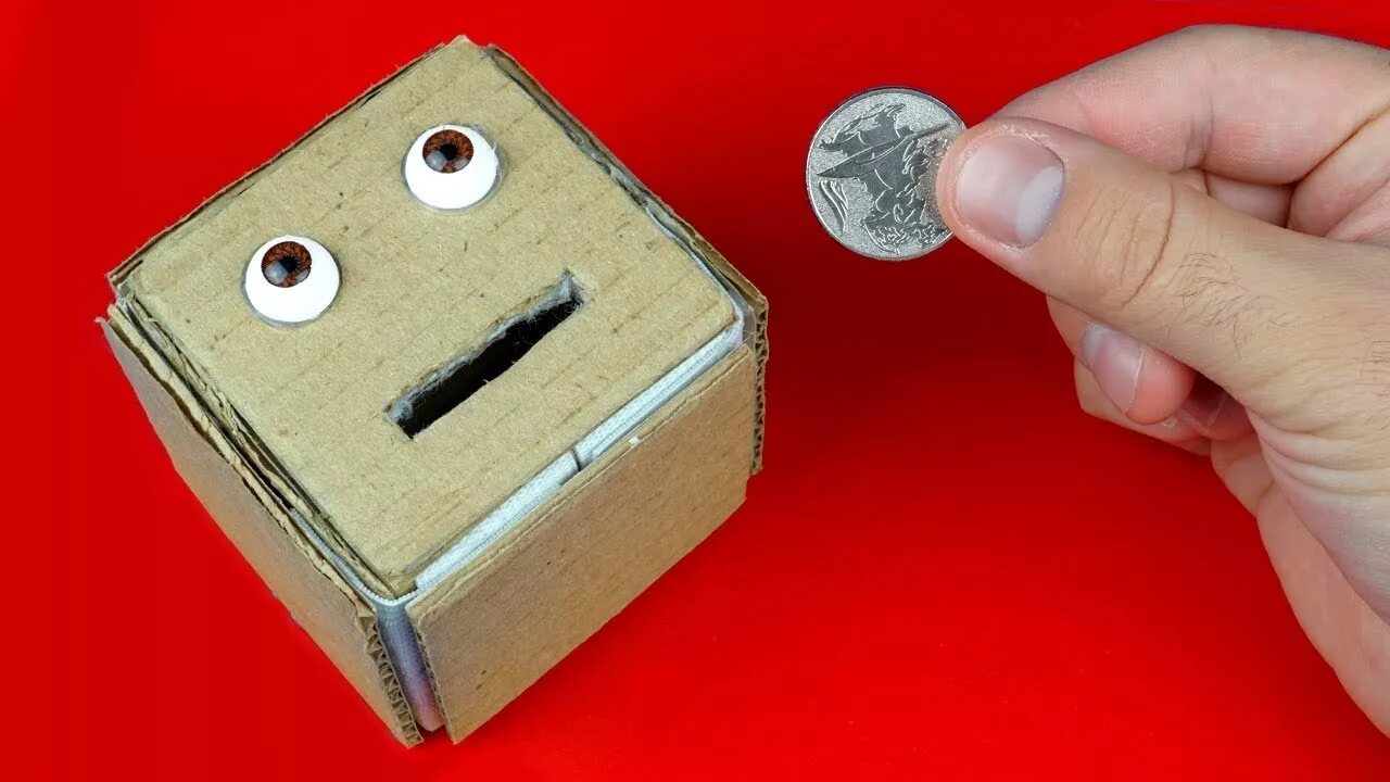 Поделки самоделки копилка How to Make Surprise Coin Box From Cardboard - YouTube