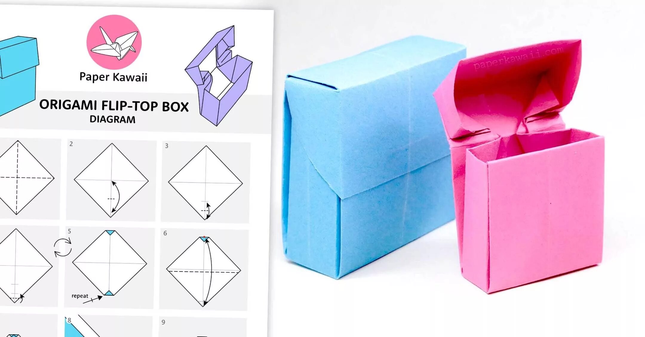 Поделки самоделки коробочка оригами Origami Flip Top Box Instructions Origami diagrams, Origami box, Origami