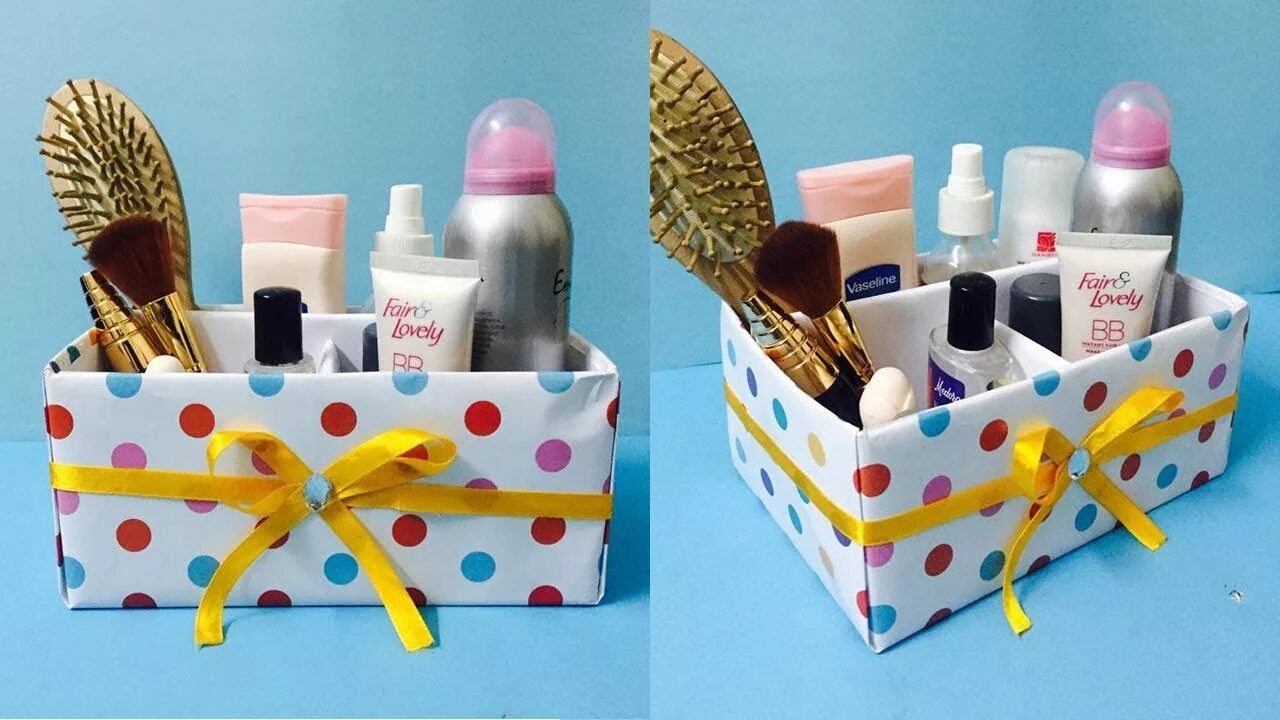 Поделки самоделки косметика DIY Makeup Organizer Box Cardboard Cosmetic Box Making at Home #5 - YouTube