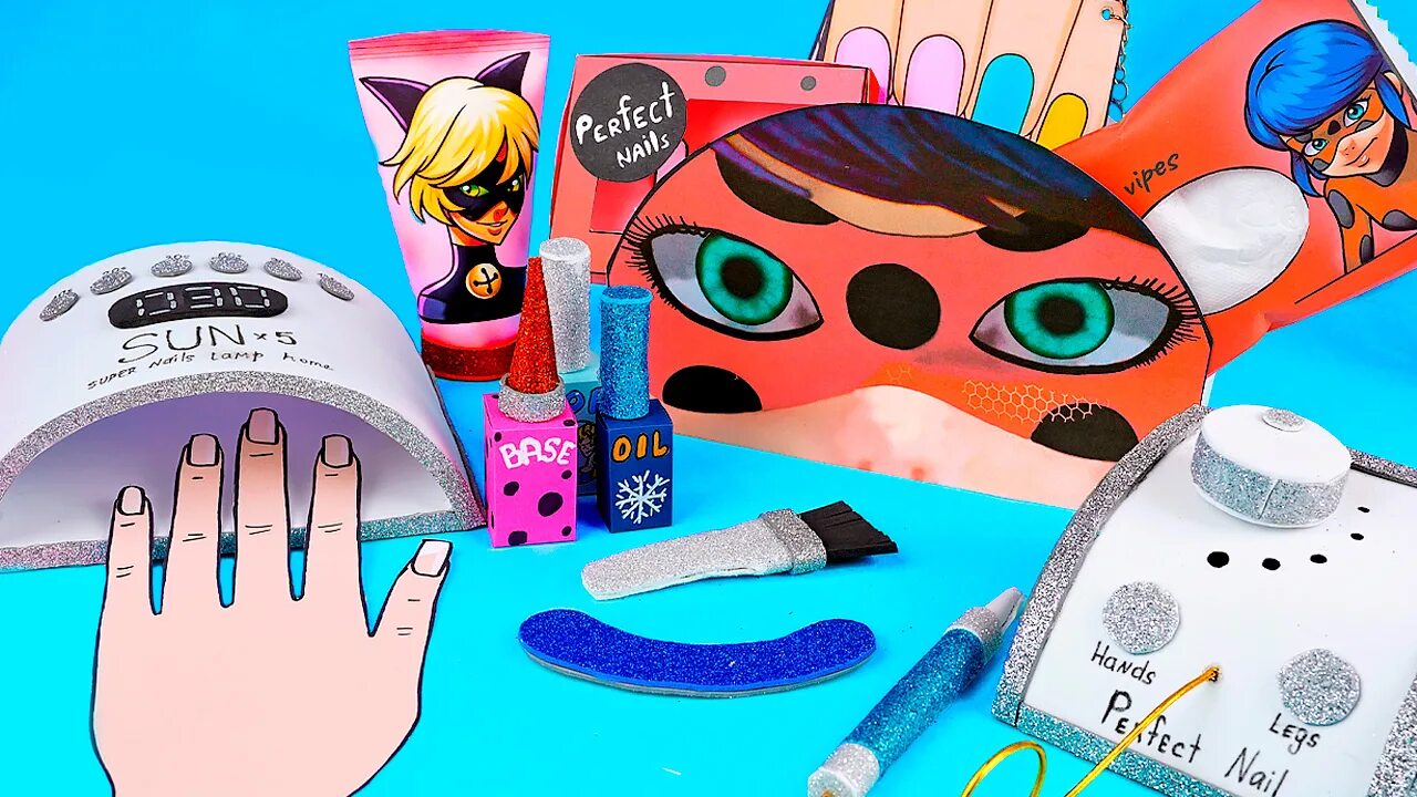Поделки самоделки косметика Бьюти Бокс с косметикой из бумаги Diy бумажный салон для маникюра - Леди Баг на 