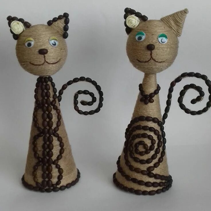 Поделки самоделки кот Одноклассники Jute crafts, Bottles decoration, Coffee crafts