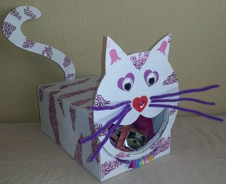 Поделки самоделки кот Pin by Katherine Fine on Valentines Day Ideas Valentine card box, Kids valentine