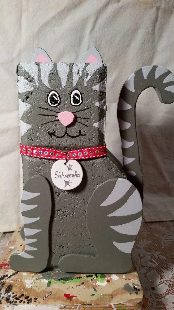 Поделки самоделки котики Silverado Kitty By Debra Jasper $18.00 + shipping Painted bricks crafts, Brick c