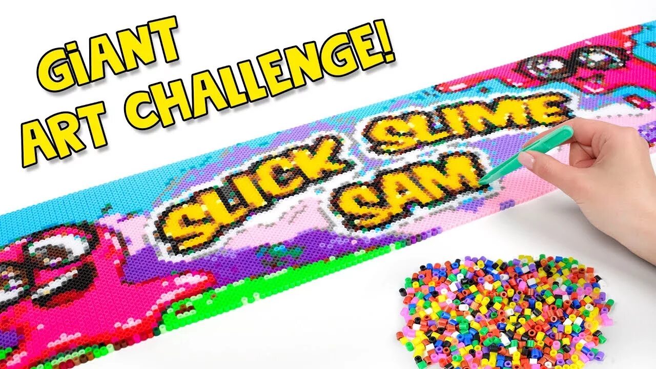 Поделки самоделки ловкий слайм сэм WOW! We Made a Giant Slick Slime Sam Art From The Beads! - YouTube