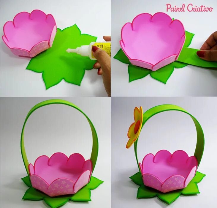 Поделки самоделки маме Como fazer Cestinha formato de flor em EVA - Inspire sua Festa ® Como fazer uma 